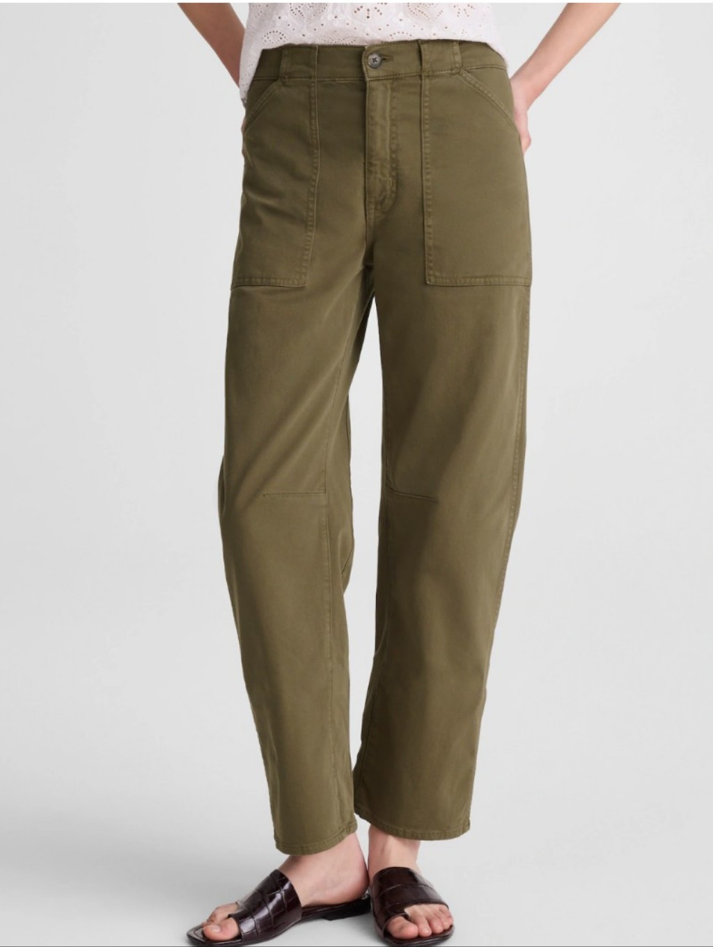 New Madewell The Darted Barrel-Leg Utility Pant Faded Ivy Green Size 29